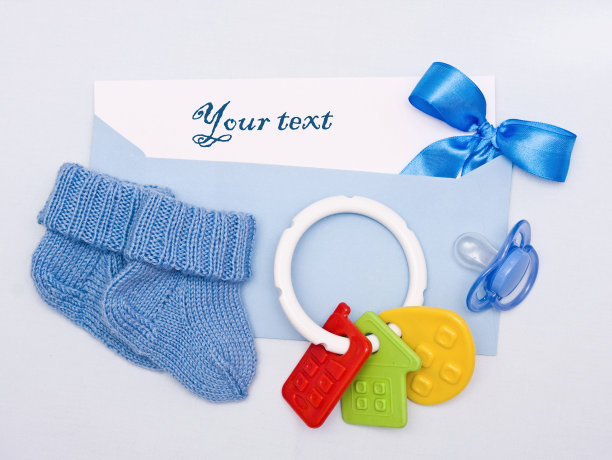 以蓝色音调的新生儿为主题的卡片图片下载