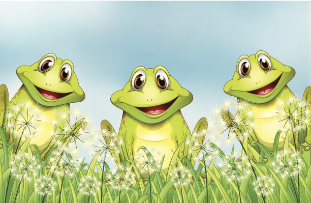 花园里有三只青蛙图片下载