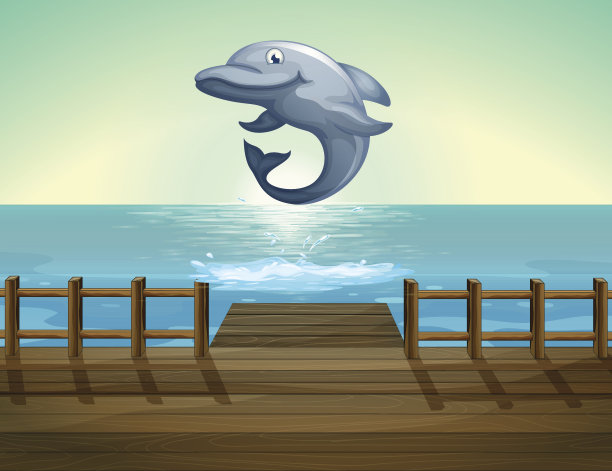 跳跃海豚和海港图片下载