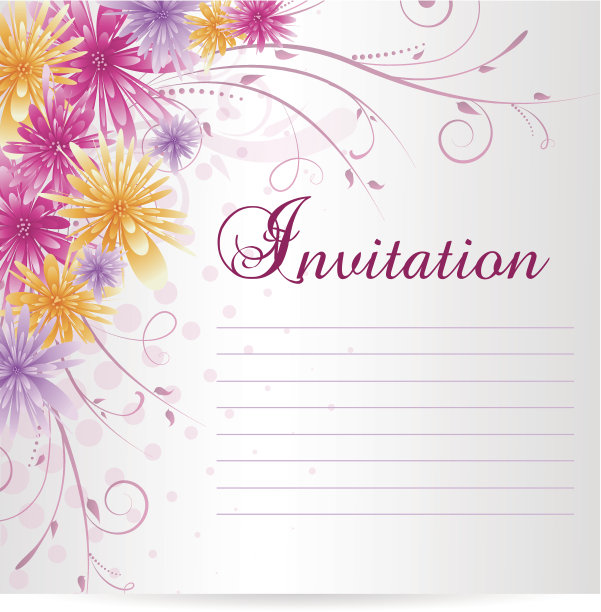 邀请模板空白与多色抽象花图片下载