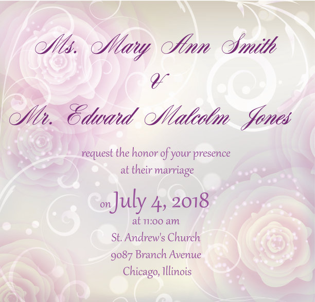 婚礼邀请与玫瑰背景图片下载