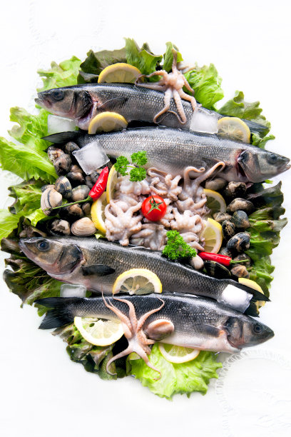 新鲜海鲜配蔬菜图片下载