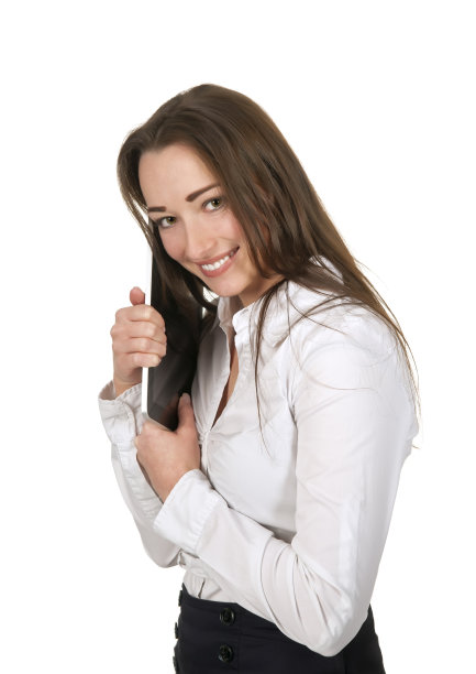 手持平板电脑的女商人图片下载