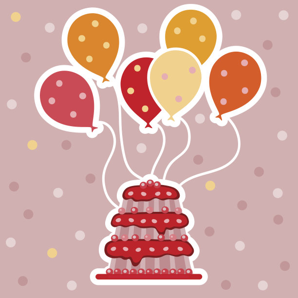 假日背景与蛋糕和气球图片下载