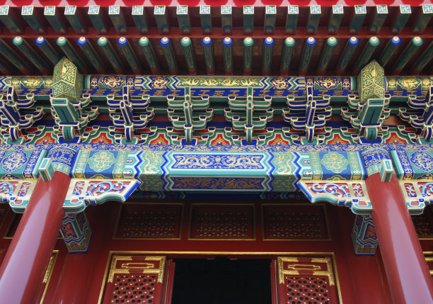 北京颐和园一扇门的细节图片下载