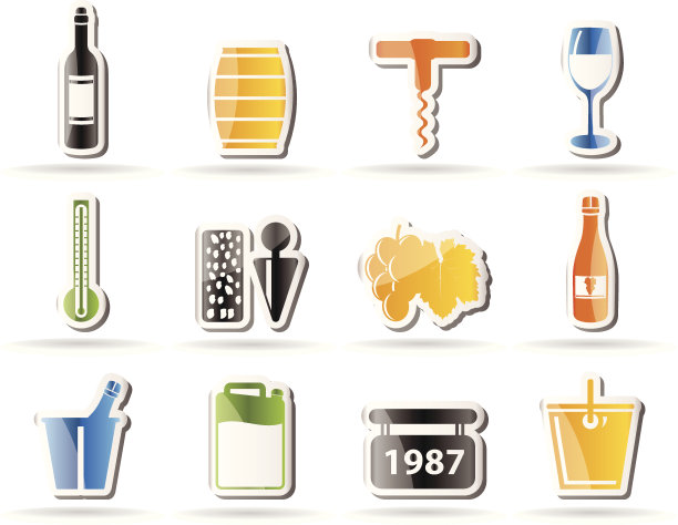 葡萄酒和饮料图标图片下载