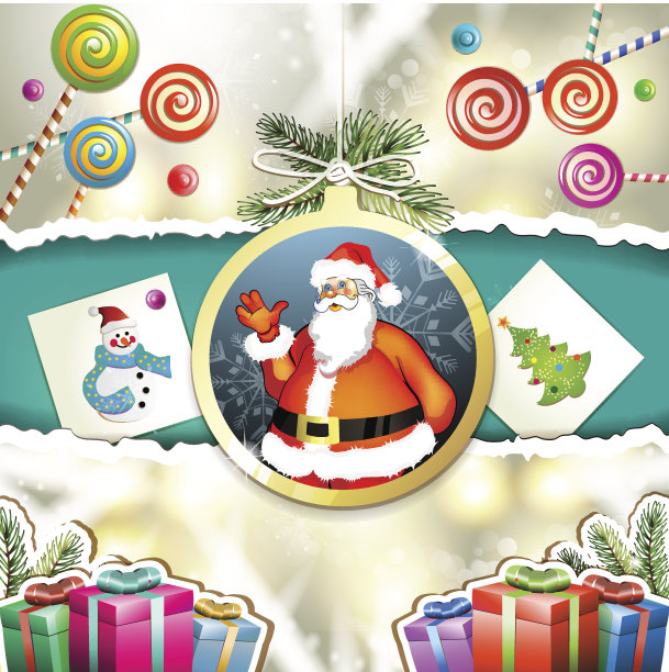 圣诞礼物和圣诞老人图片下载
