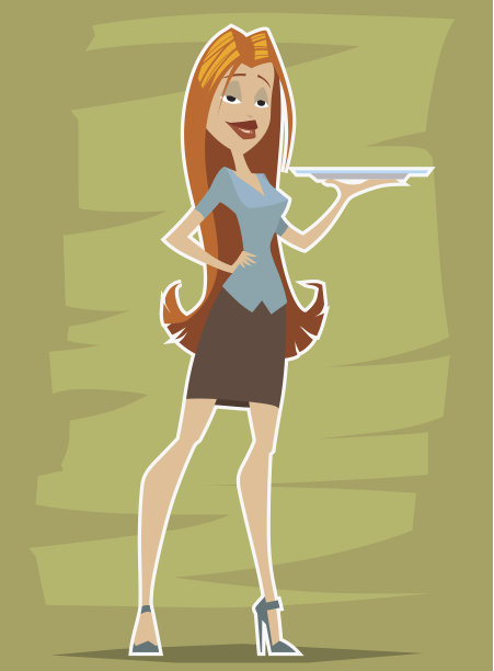 红发女孩拿着托盘图片下载