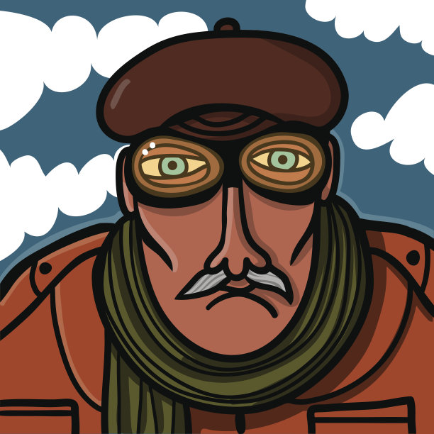 戴着眼镜和飞行员帽的老飞行员图片下载