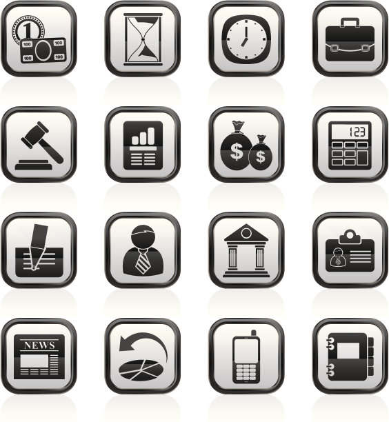 商业，办公室和金融图标图片下载