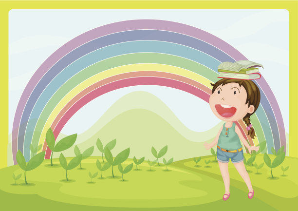 微笑的女孩和彩虹图片下载