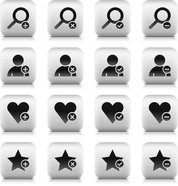 放大镜用户基本图标星形心形符号圆角方形按钮图片下载