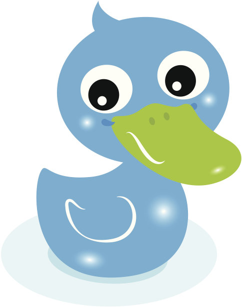 可爱的小蓝橡皮鸭孤立在白色上图片下载