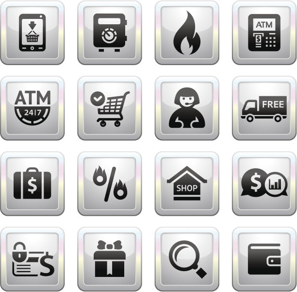 购物的图标。广场的灰色。Web 2.0图片下载