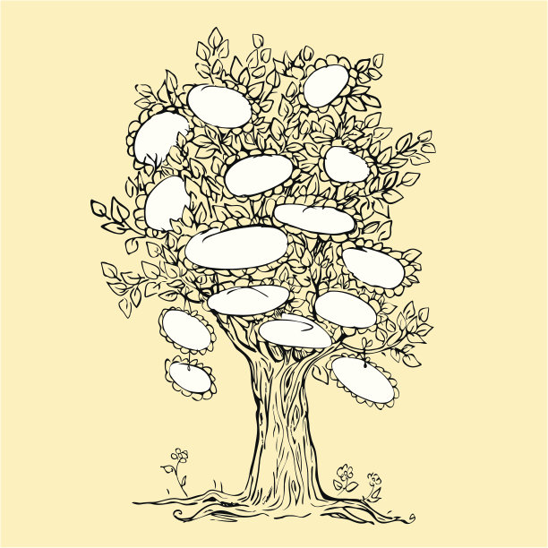 家族树设计与空白框架的文本图片下载