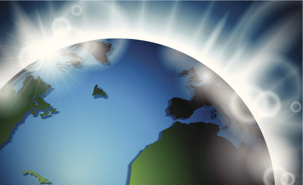 地球设计与地球日出或爆发素材图片