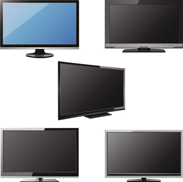 一套LCD / LED电视矢量插图。图片下载