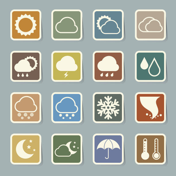 天气贴纸图标集。图片下载