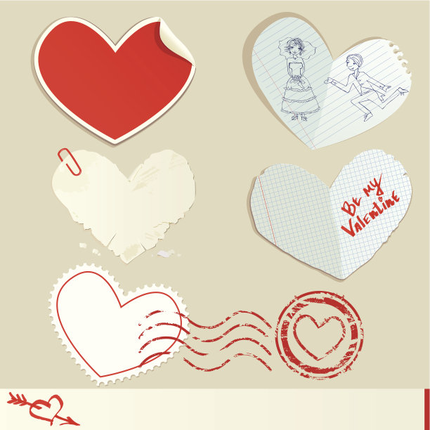 一套纸心。情人节设计图片下载