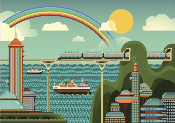 海边的城市。素材图片