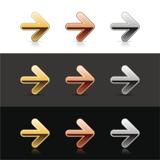 箭头图标金属标志金青铜银网按钮图片下载