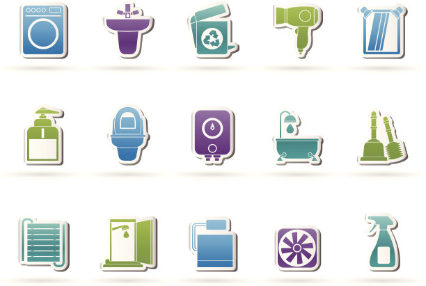 浴室和厕所物品图标图片下载