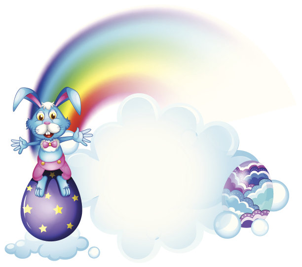 兔子蛋上面彩虹附近图片下载