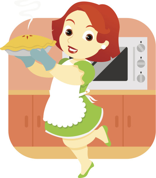 厨房里拿着馅饼的女人图片下载