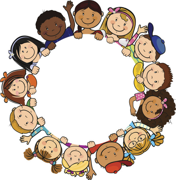 儿童在圆圈白色背景图片下载