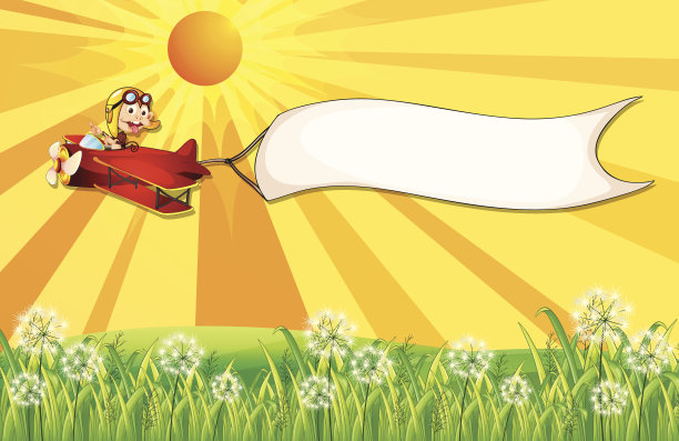 红色飞机上的空白横幅图片下载