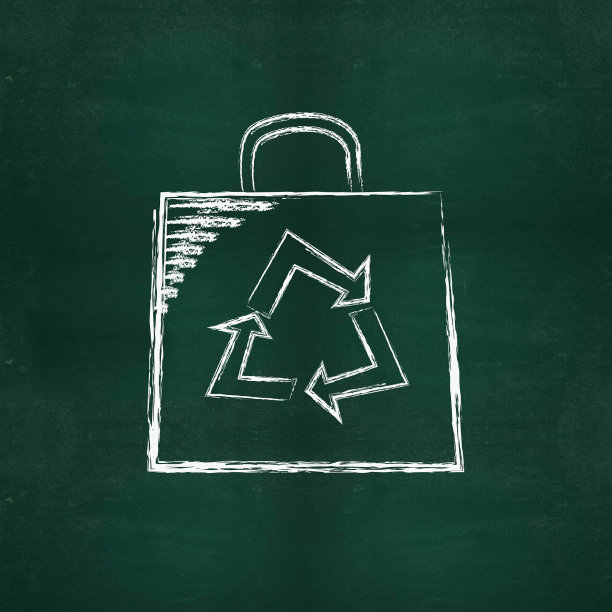 回收袋粉笔画图片下载