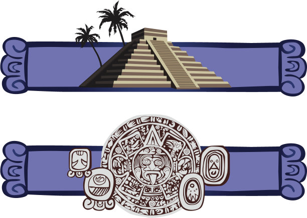 古代玛雅金字塔和符号图片下载