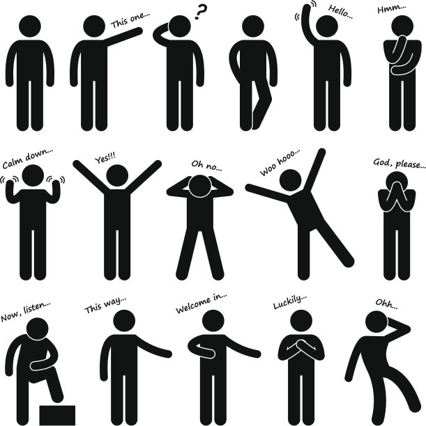 肢体语言信号图图片下载