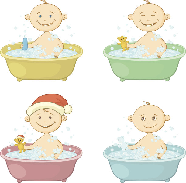 卡通儿童在洗澡图片下载