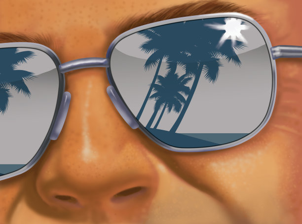 男人的脸戴着反光太阳镜图片下载