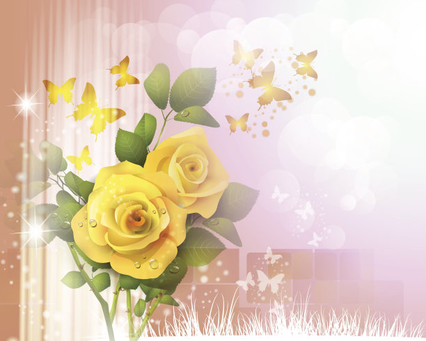 玫瑰和蝴蝶图片下载