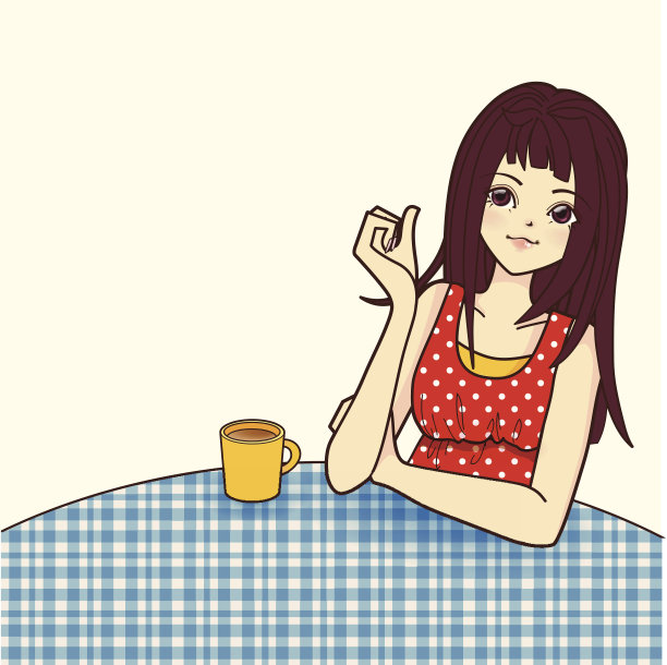 时尚女孩在卡通风格矢量文件EPS10图片下载