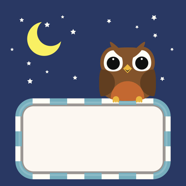 框架猫头鹰，月亮和星星图片下载