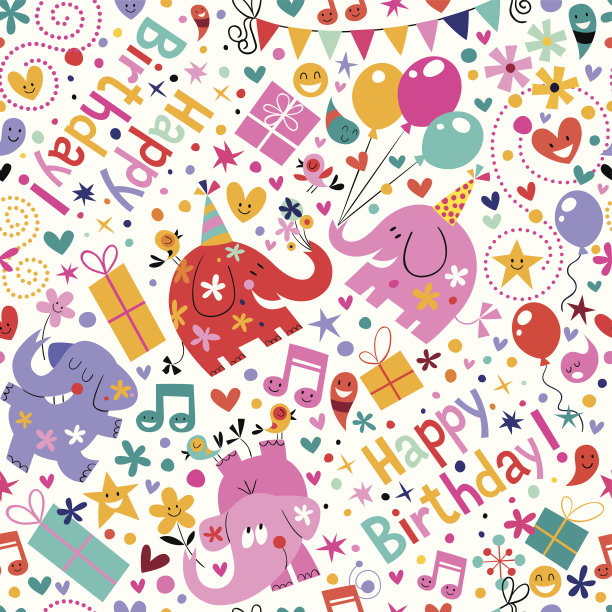 生日快乐大象图案图片下载