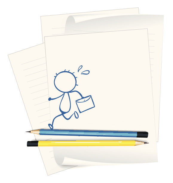 纸上画着男孩边跑边拿着信封图片下载