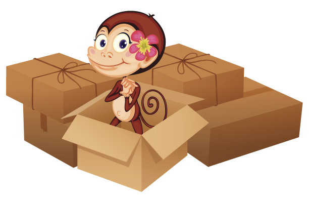 猴子和盒子素材图片