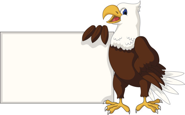 老鹰卡通与空白标志图片下载