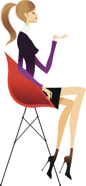 女人坐着的侧视图图片下载