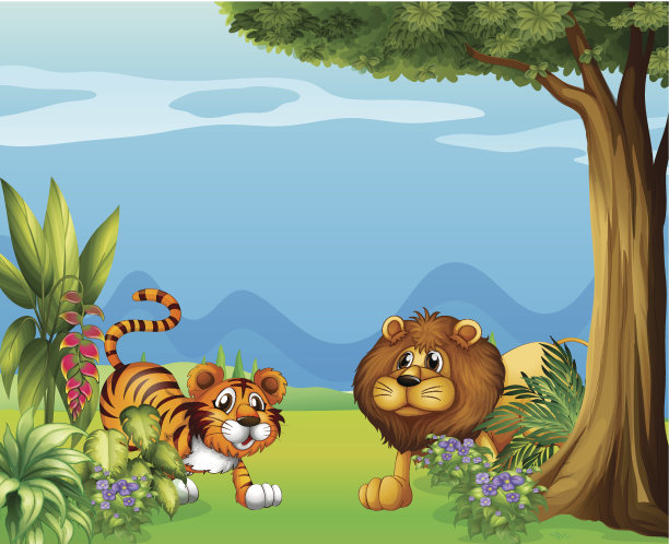 山上有狮子和老虎图片下载