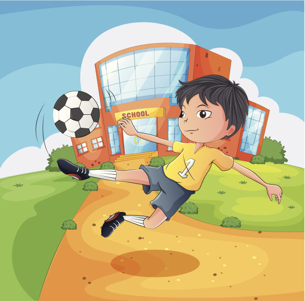 足球运动员在教学楼前面图片下载