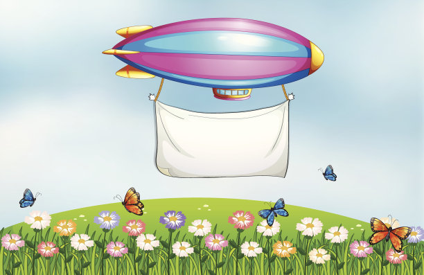 飞机在花园上方挂着横幅图片下载