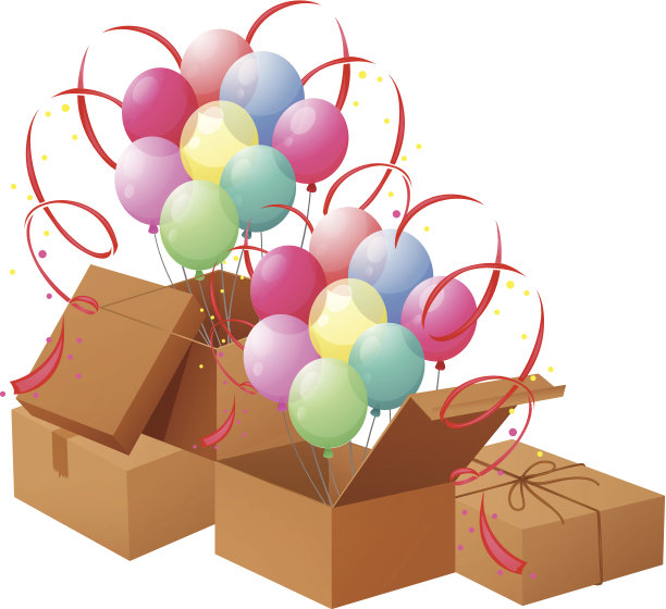气球和盒子图片下载