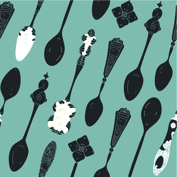 复古优雅的勺子无缝模式图片下载