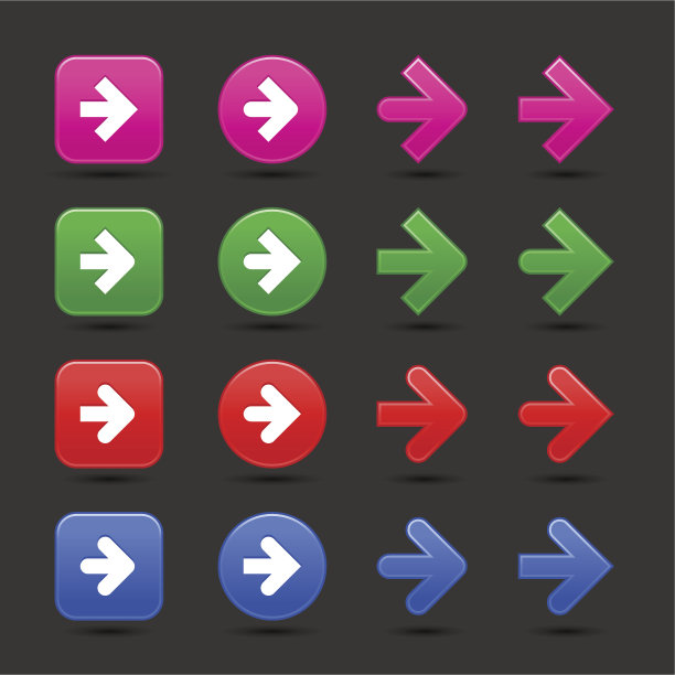 箭头标志，方向图标，圆形，正方形，网页按钮，灰色背景图片下载