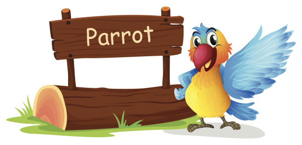 彩色的鹦鹉旁边的招牌图片下载